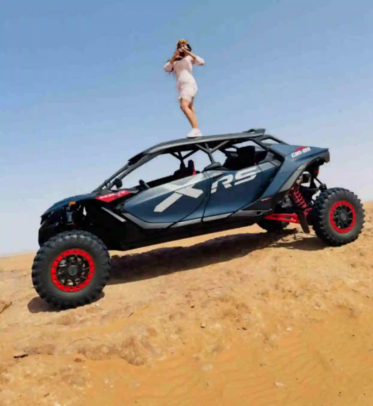 Sunset buggy safari Dubai — off-road desert ride at golden hour UAE